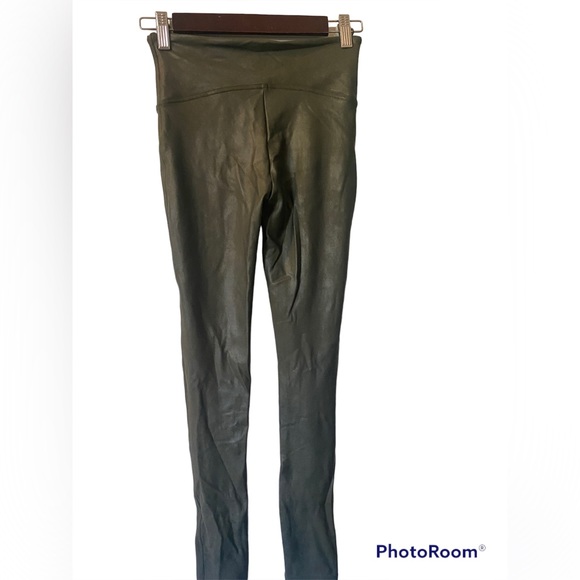 Spanx Faux Leather Leggings Olive Small - Picture 5 of 7